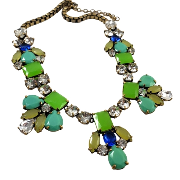 J. Crew Statement Necklace Green Blue Lime A0293 - Picture 9 of 9